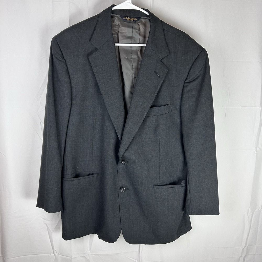 Brooks Brothers Blazer Men 43S Gray Makers Brooksease Wool 2 Button Made In USA
